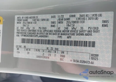 2023 Ford Bronco Outer Banks from USA, damaged, VIN 1FMDE5BH3PLA90591